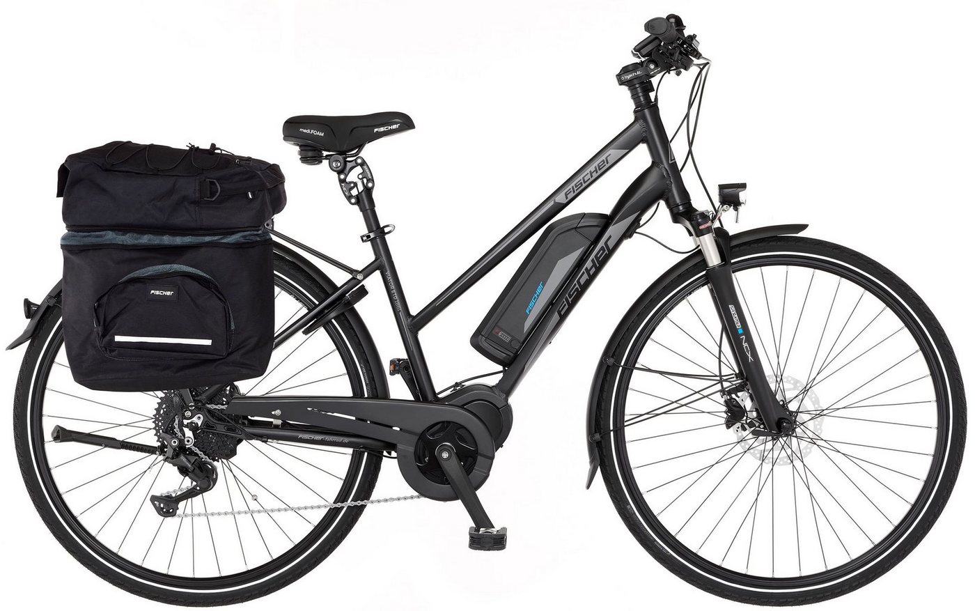 FISCHER Fahrrad E-Bike VIATOR ETD 1861 557, 10 Gang Shimano Deore Schaltwerk, Kettenschaltung, Mittelmotor, 557 Wh Akku, (mit Gepäckträgertasche) von FISCHER Fahrrad