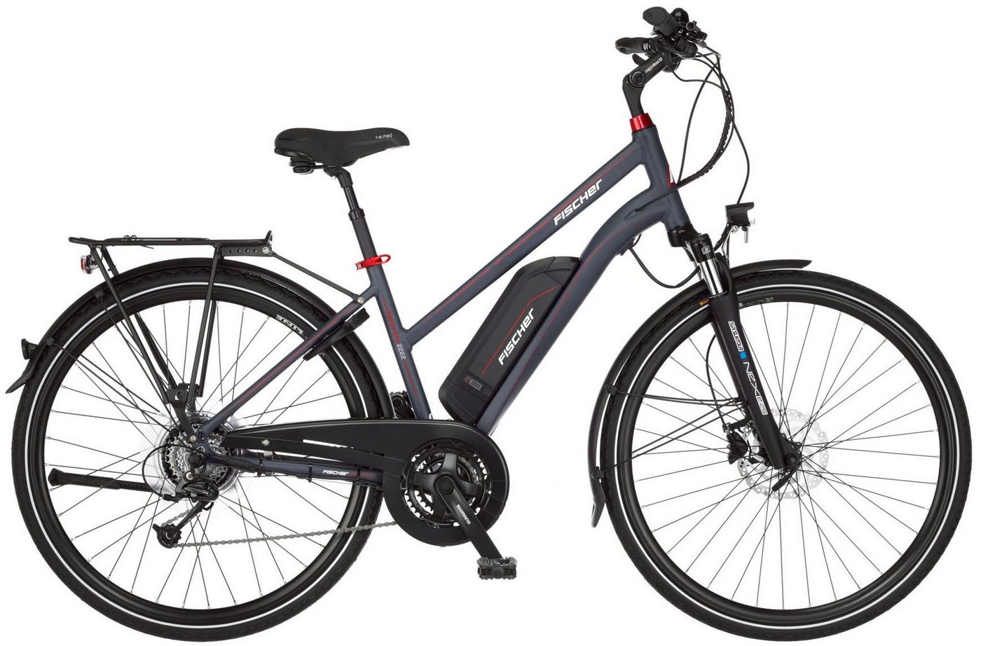 FISCHER Fahrrad E-Bike VIATOR ETD 2222 557, 24 Gang Shimano Altus Schaltwerk, Kettenschaltung, Heckmotor, 557 Wh Akku von FISCHER Fahrrad