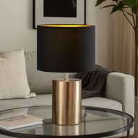 LED Tischlampe Wohnzimmer Tischleuchte Keramik Nachttischlampe bronze, Textilschirm, 1x E27 LED warmweiß, DxH 24x43 cm von FISCHER LEUCHTEN