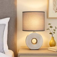 LED Tischlampe silber Beistellleuchte Nachttischlampe oval Stoff anthrazit, Keramik, dimmbar, 1x 4W 470Lm warmweiß, LxBxH 23x13x38 cm LED Tischlampe silber Beistellleuchte Nachttischlampe oval Stoff anthrazit, Keramik, dimmbar, 1x 4W 470Lm warmweiß, LxBxH 23x13x38 cm von FISCHER LEUCHTEN