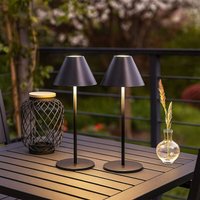 LED Tischleuchte mit Touchdimmer Außenlampe Terrassenleuchte Gartenlampe Balkonleuchte schwarz Akkuleuchte, 2 Höhen wählbar, 2W 190lm warmweiß, DxH von FISCHER LEUCHTEN