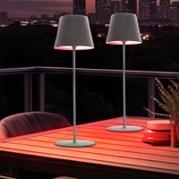 Fischer Leuchten - led Tischleuchte Tischlampe Außenleuchte Gartenlampe Akku rgb Farbwechsel Dekolampe, 2W 270lm warmweiß, DxH 12 x 38 cm, 2er Set von FISCHER LEUCHTEN