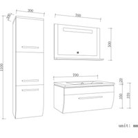 Badmöbelset Badezimmermöbel Badmöbel Set mit Waschbecken Bademöbel mit Waschbeckenunterschrank Badezimmerschrank Badschrank Habel - Breite: 70 cm von FISCHER UND ADAMEK