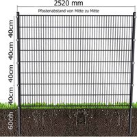 1830 mm Doppelstabmattenzaun 6-5-6 Gartenzaun Komplettset Stabmattenzaun Gittermatten Moosgrün mit Abdeckleiste - Zaunlänge: 5 m von FISCHER UND ADAMEK