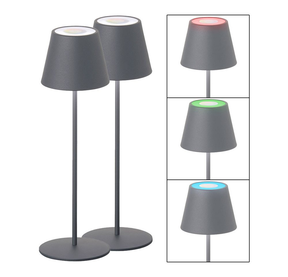 FISCHER & HONSEL LED Tischleuchte, LED-Leuchtmittel fest verbaut, Warmweiß, Tischleuchte Außenleuchte Gartenlampe LED Grau Dimmbar IP44 RGBW 2er FISCHER & HONSEL LED Tischleuchte, LED-Leuchtmittel fest verbaut, Warmweiß, Tischleuchte Außenleuchte Gartenlampe LED Grau Dimmbar IP44 RGBW 2er von FISCHER & HONSEL