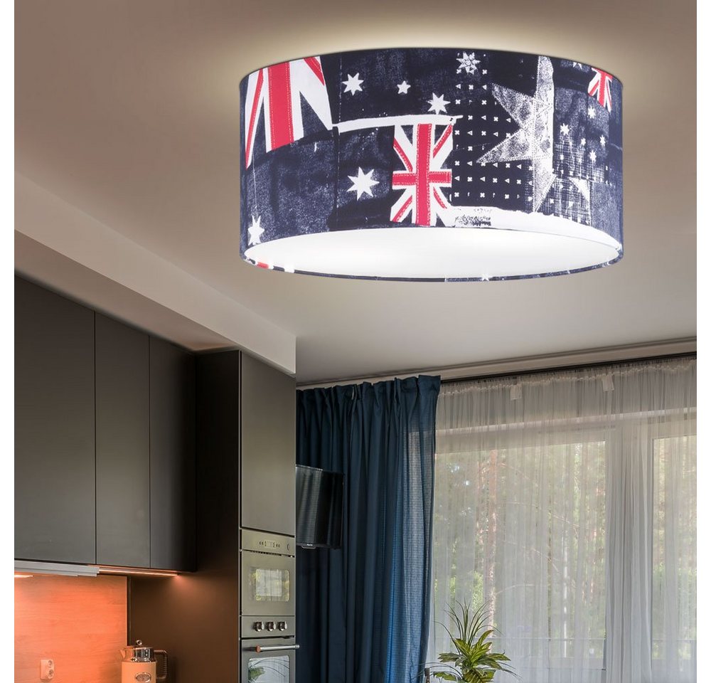 etc-shop Deckenleuchte, Leuchtmittel nicht inklusive, Deckenlampe mit Flagge Union Jack Britische Flagge von etc-shop