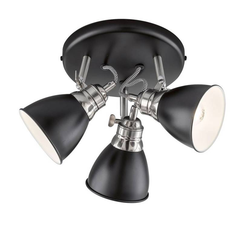 FISCHER & HONSEL Deckenspot, Leuchtmittel nicht inklusive, Deckenlampe Wohnzimmerleuchte Retro bewegliche Spots schwarz chrom von FISCHER & HONSEL
