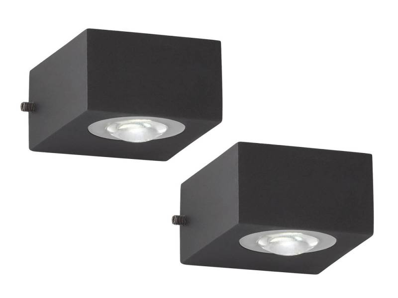 FISCHER & HONSEL LED Außen-Wandleuchte, Updown Leuchten, LED fest integriert, Warmweiß, 2er SET kleine IP 54 Außenleuchten Schwarz & Wand-Beleuchtung Innen von FISCHER & HONSEL
