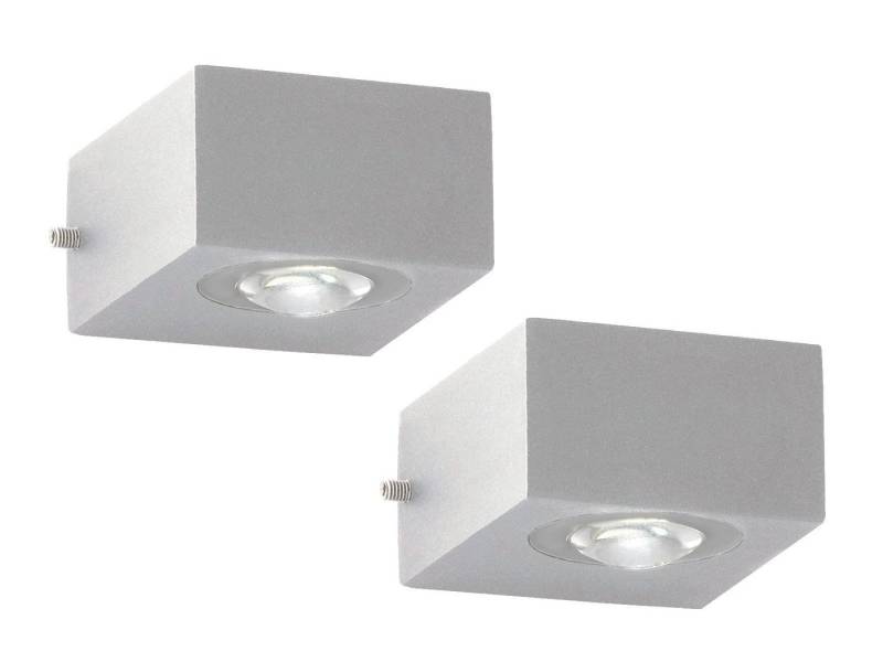 FISCHER & HONSEL LED Außen-Wandleuchte, LED fest integriert, Warmweiß, 2er SET kleine IP 54 Außenleuchten Silber & Wand-Beleuchtung Innen von FISCHER & HONSEL