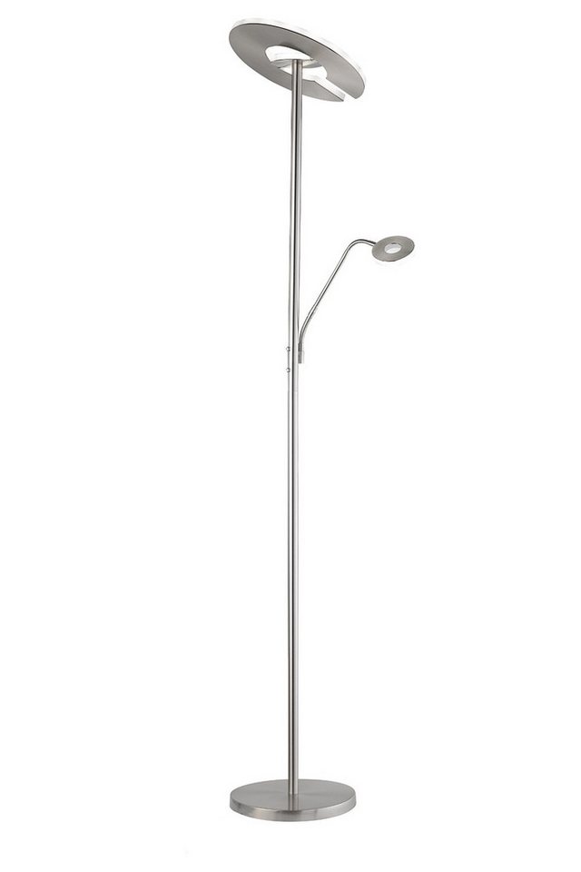 FISCHER & HONSEL LED Deckenfluter DENT, 2-flammig, H 180 cm, Nickelfarben, Weiß, Anpassung der Farbtemperatur, Dimmfunktion, LED fest integriert, Extra-Warmweiß, Neutralweiß, Acryl, Metall, mit Lesearm, drehbares Hauptlicht FISCHER & HONSEL LED Deckenfluter DENT, 2-flammig, H 180 cm, Nickelfarben, Weiß, Anpassung der Farbtemperatur, Dimmfunktion, LED fest integriert, Extra-Warmweiß, Neutralweiß, Acryl, Metall, mit Lesearm, drehbares Hauptlicht von FISCHER & HONSEL
