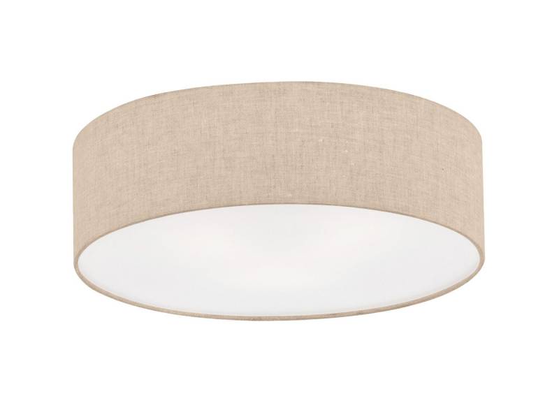 FISCHER & HONSEL LED Deckenleuchte, Dimmfunktion, LED wechselbar, Warmweiß, Designklassiker Stoff-Lampe Decke 40cm Lampenschirm Leinen Beige flach von FISCHER & HONSEL