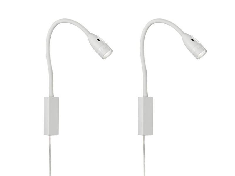 FISCHER & HONSEL LED Leselampe, LED fest integriert, Warmweiß, 2er SET Bett-Leuchten Wand-Montage, Schwanenhals-Lampen dimmbar, Weiß von FISCHER & HONSEL