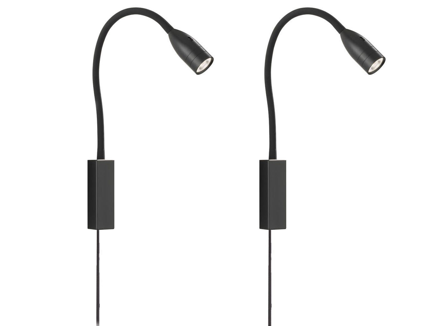FISCHER & HONSEL LED Leselampe, Dimmfunktion, LED fest integriert, Warmweiß, 2er SET Bett-Leuchten Wand-Montage, Schwanenhals-Lampen Schwarz FISCHER & HONSEL LED Leselampe, Dimmfunktion, LED fest integriert, Warmweiß, 2er SET Bett-Leuchten Wand-Montage, Schwanenhals-Lampen Schwarz von FISCHER & HONSEL