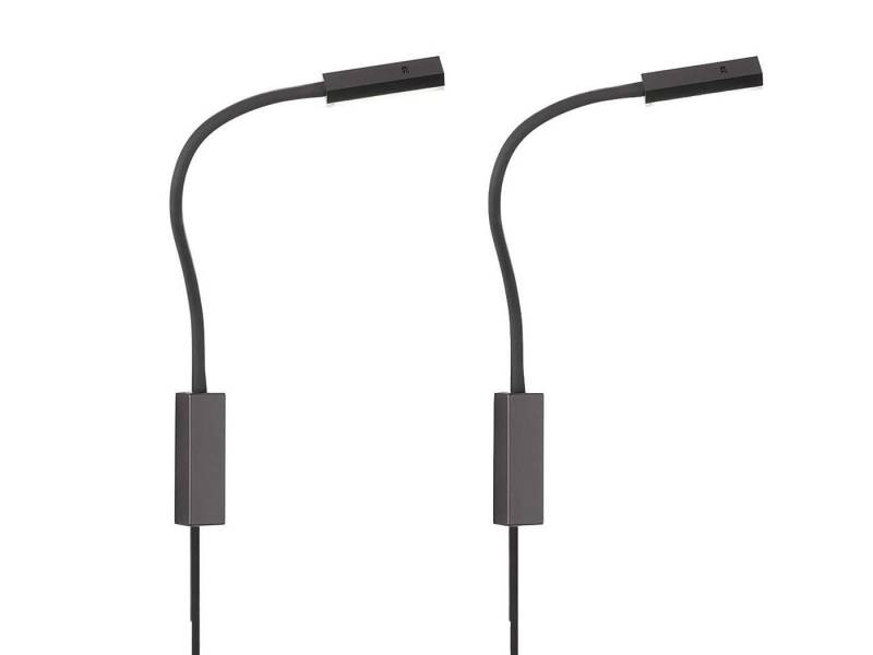 FISCHER & HONSEL LED Leselampe, LED fest integriert, Warmweiß, 2er SET Bett-Leuchten Wand-Montage, Schwanenhals-Lampen dimmbar von FISCHER & HONSEL