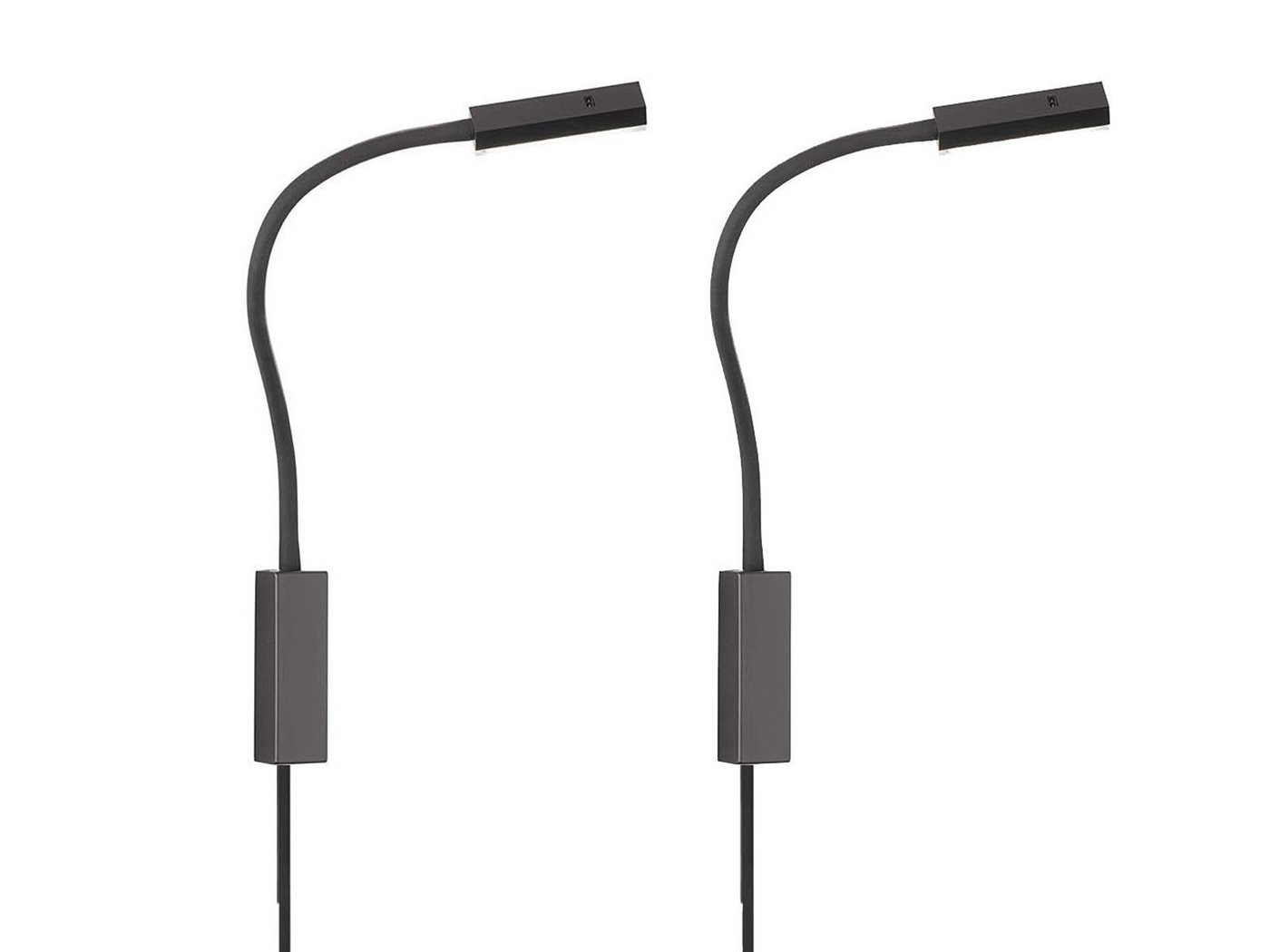 FISCHER & HONSEL LED Leselampe, LED fest integriert, Warmweiß, 2er SET Bett-Leuchten Wand-Montage, Schwanenhals-Lampen dimmbar von FISCHER & HONSEL