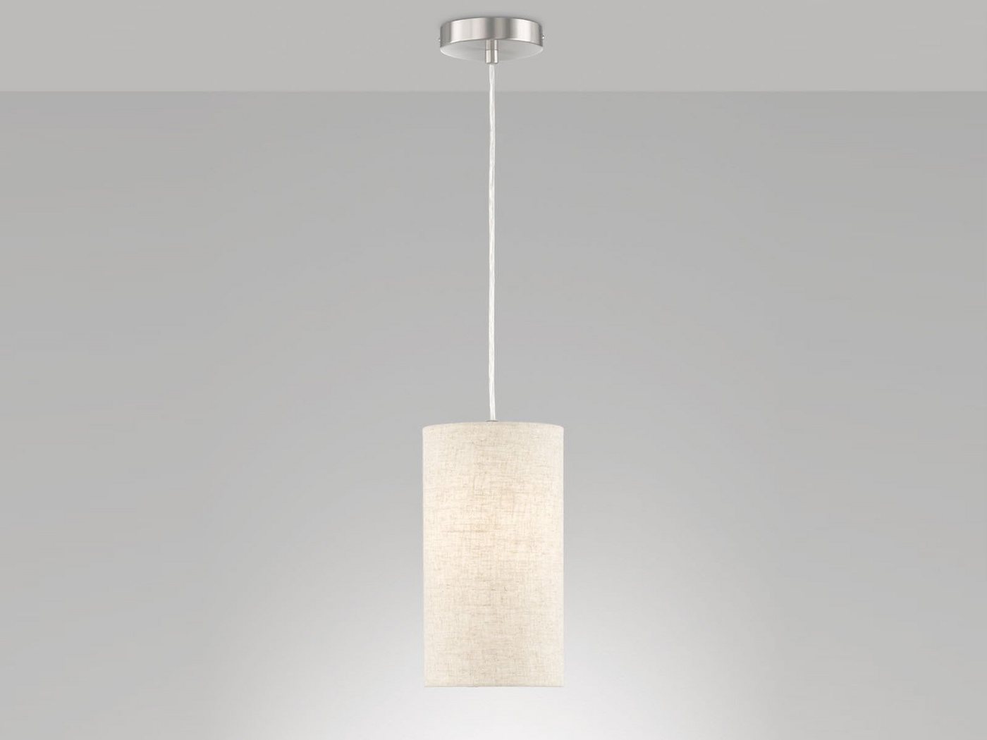 meineWunschleuchte LED Pendelleuchte, Dimmfunktion, LED wechselbar, Warmweiß, Designklassiker einflammig hängend Lampenschirm Leinen Beige Ø16cm von meineWunschleuchte