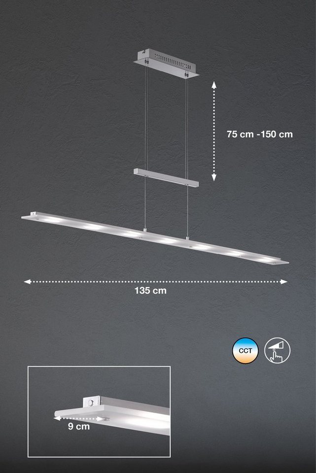 FISCHER & HONSEL LED Pendelleuchte Largo, Dimmfunktion, LED fest integriert, Neutralweiß, Warmweiß von FISCHER & HONSEL