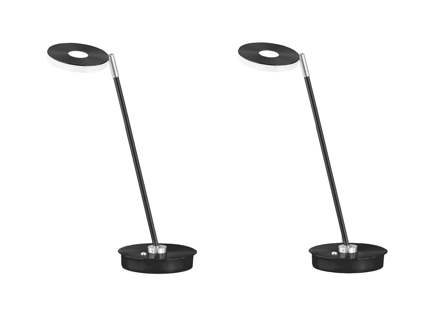 FISCHER & HONSEL LED Schreibtischlampe, Dimmfunktion, LED fest integriert, Warmweiß, Neutralweiß, 2er Set Schreibtisch Arbeitsplatz-Leuchten dimmbar, Schwarz, H: 46cm von FISCHER & HONSEL