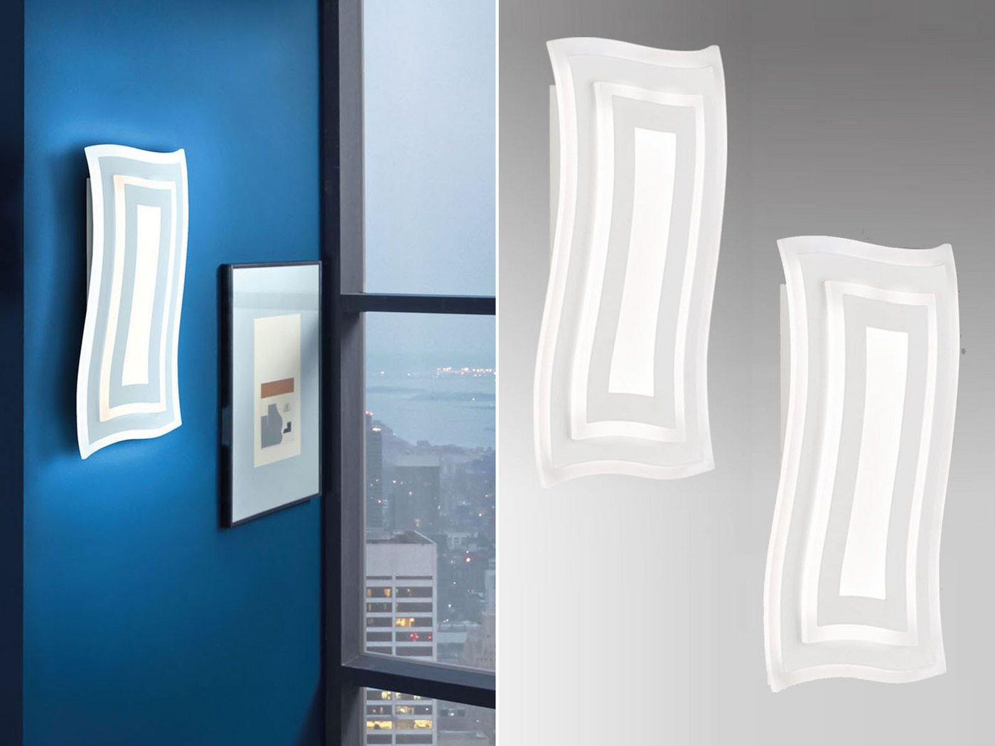 FISCHER & HONSEL LED Wandleuchte, 2er SET Wandbeleuchtung Innen mit Schalter dimmbar Design flach modern für Flur, Treppenhaus & Bett von FISCHER & HONSEL