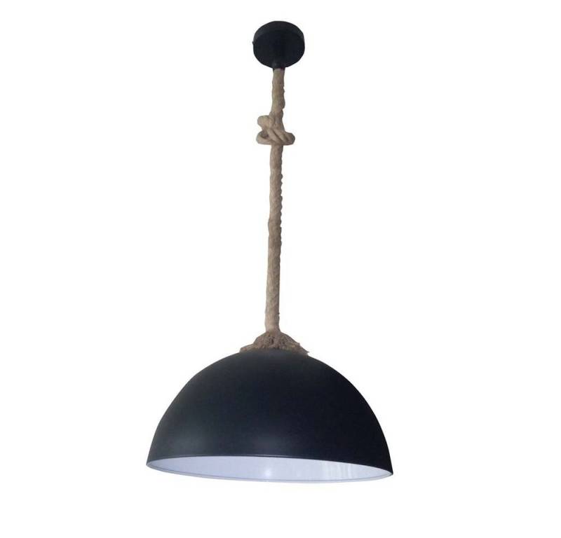 FISCHER & HONSEL Pendelleuchte, Leuchtmittel nicht inklusive, Hängeleuchte Pendellampe Esstischleuchte schwarz Hanfseil Retro von FISCHER & HONSEL