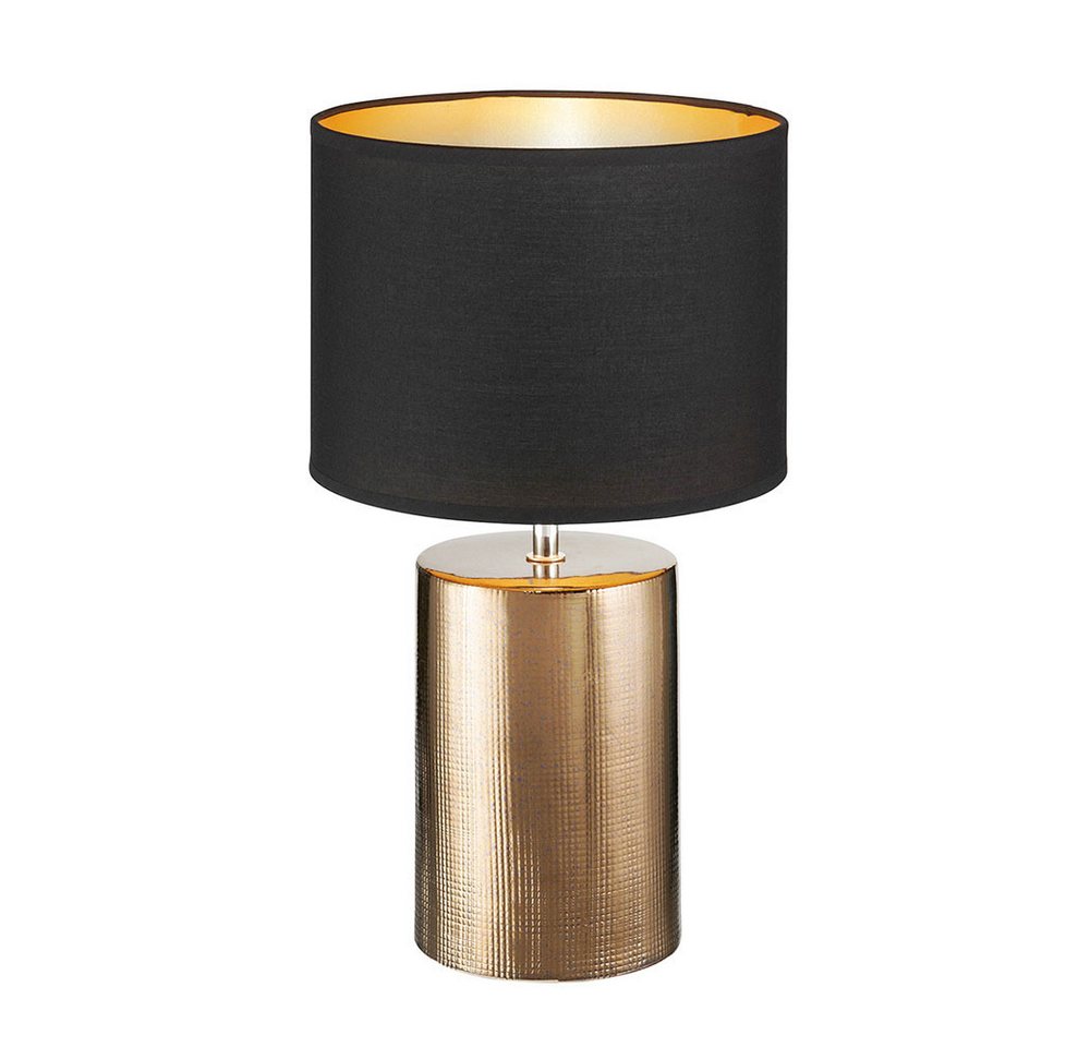 FISCHER & HONSEL Schreibtischlampe, Leuchtmittel inklusive, Warmweiß, LED Tischlampe Schlafzimmerleuchte Nachttischlampe Keramik Textil von FISCHER & HONSEL