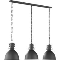 Pendelleuchte london Industrial 3 flammig Metall Schwarz, 130cm lang von FISCHER & HONSEL