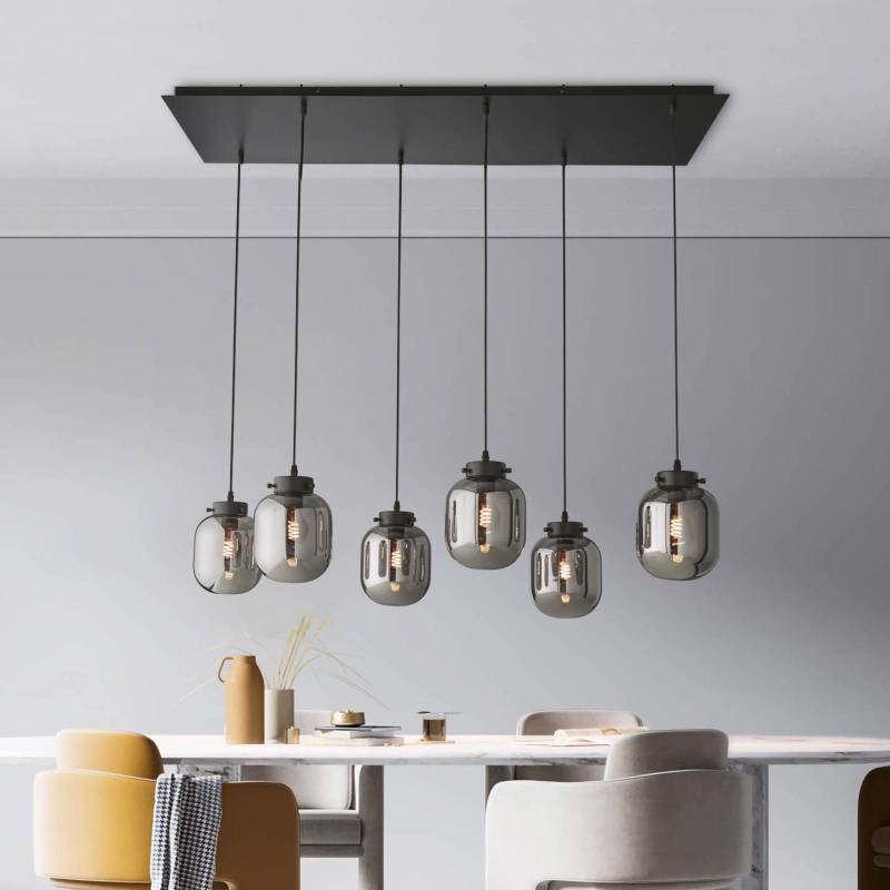 Hängeleuchte Regi aus Glas, rauchgrau, 6-flammig Hängeleuchte Regi aus Glas, rauchgrau, 6-flammig von FISCHER & HONSEL