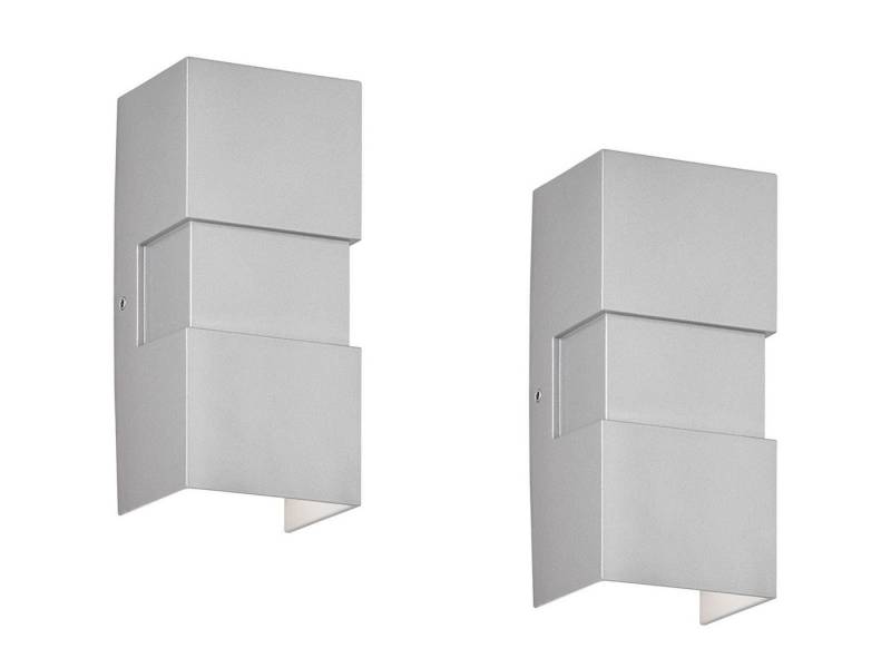 FISCHER & HONSEL LED Außen-Wandleuchte, LED fest integriert, 2x 2 Watt, 190 Lumen, Warmweiß, Fassadenbeleuchtung 2er SET – Haus-Beleuchtung Silber von FISCHER & HONSEL