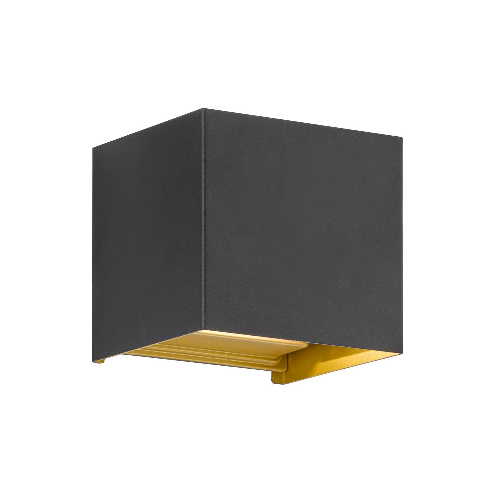 LED-Außenwandleuchte Thore, schwarz/goldfarben, Breite 11 cm von FISCHER & HONSEL