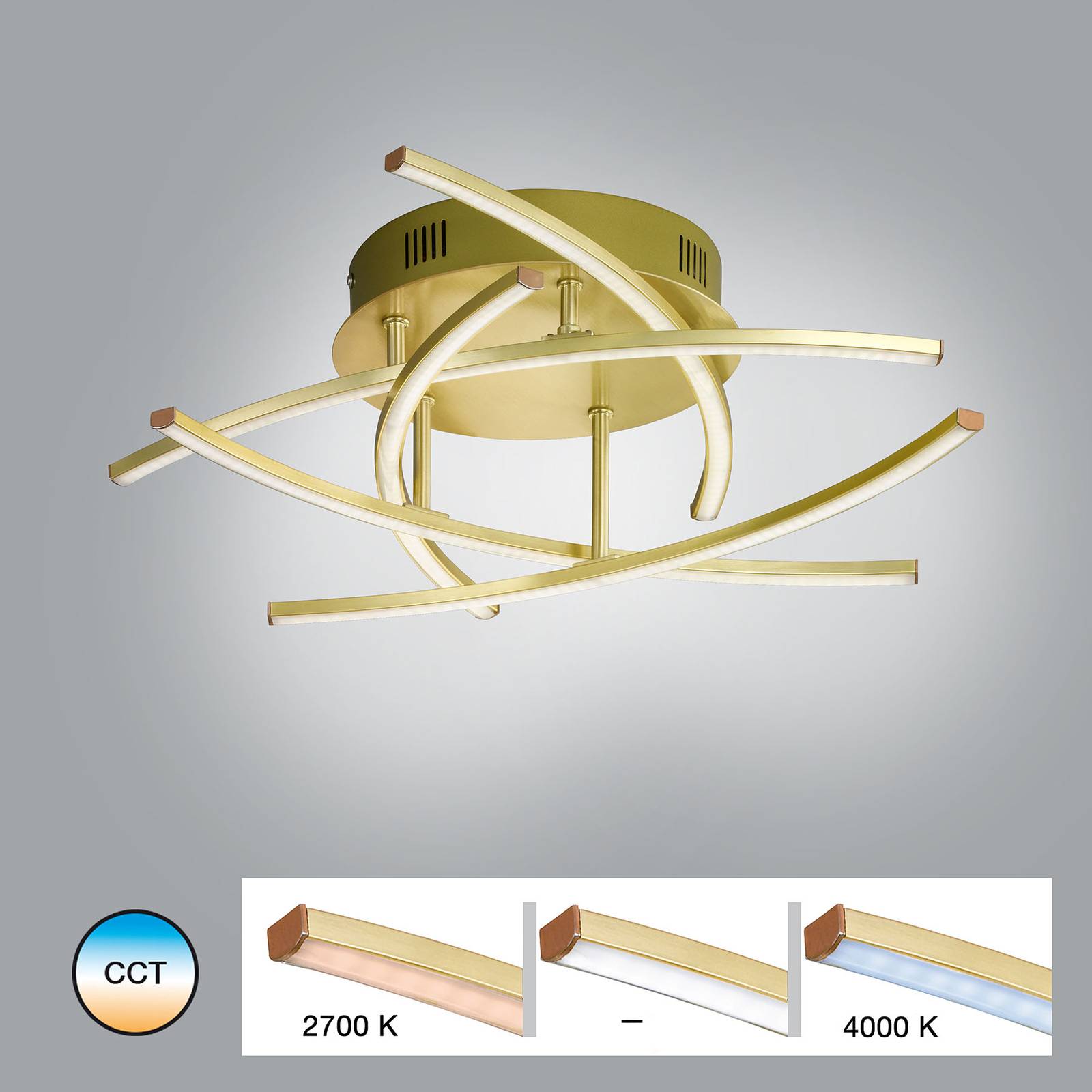 LED-Deckenlampe Cross Tunable White, 5-fl, messing von FISCHER & HONSEL