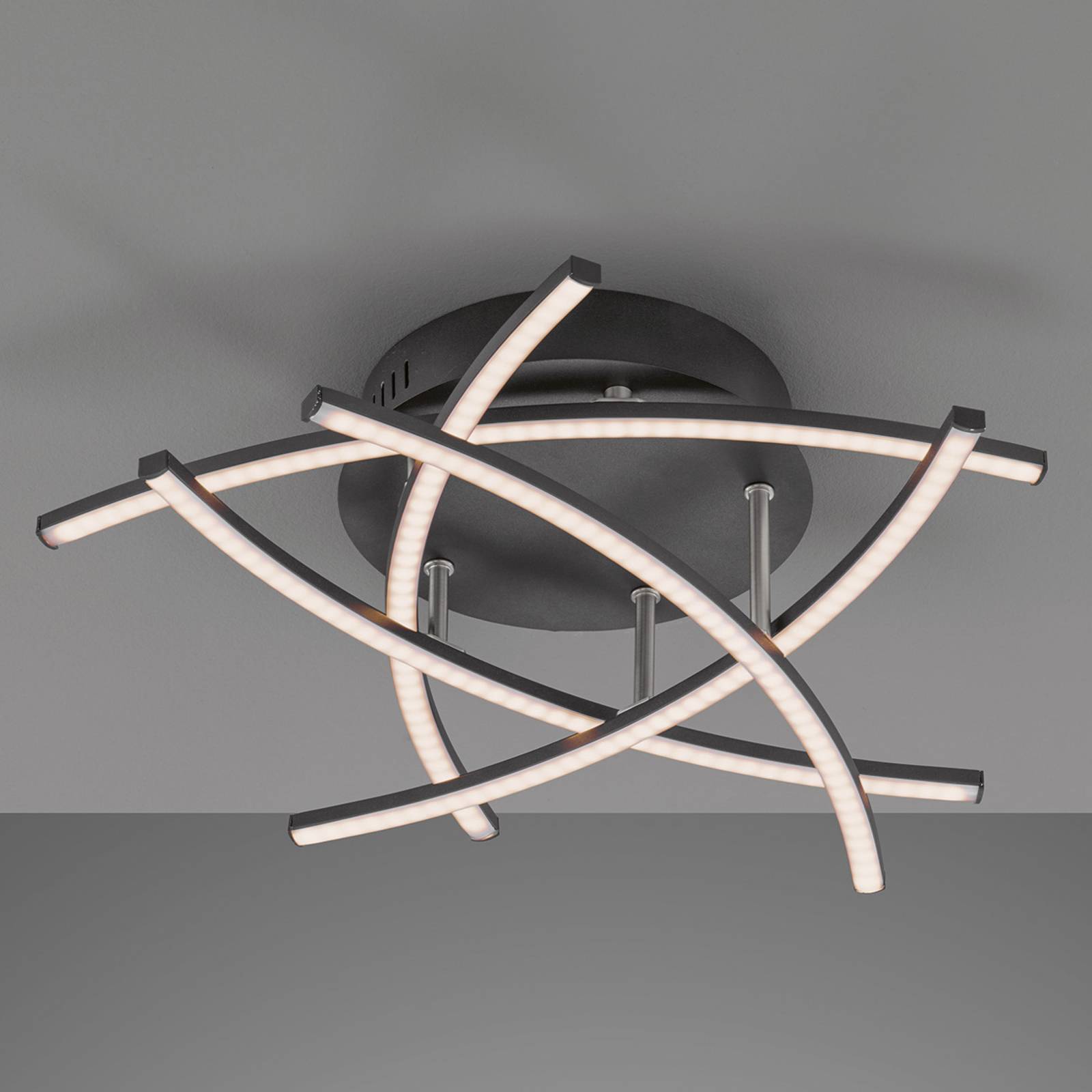 LED-Deckenlampe Cross Tunable White, 5-fl, schwarz von FISCHER & HONSEL