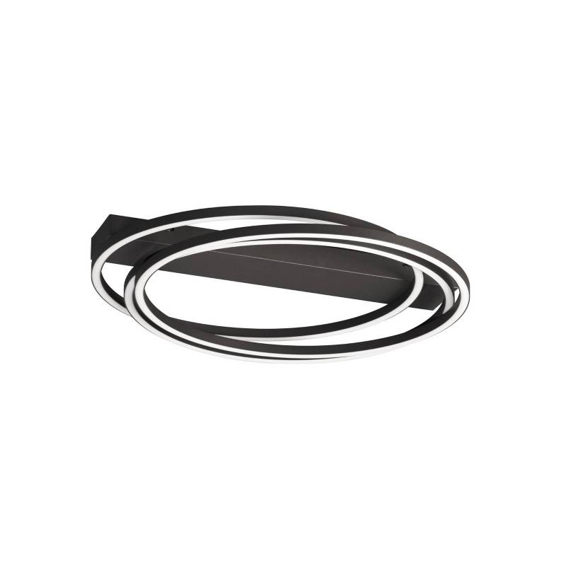 LED-Deckenlampe Kiku, Ø 56 cm, sandschwarz, Metall, CCT von FISCHER & HONSEL