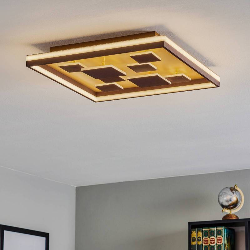 LED-Deckenleuchte Rico, dimmbar, eckig, braun von FISCHER & HONSEL