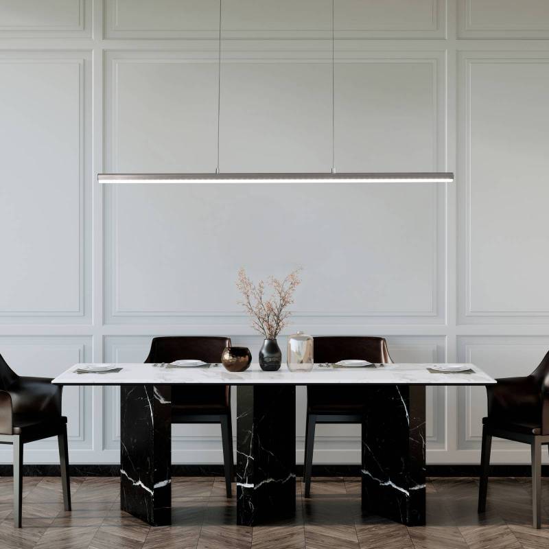 LED-Hängelampe Borena, aluminiumfarben, Länge 113 cm Metall von FISCHER & HONSEL