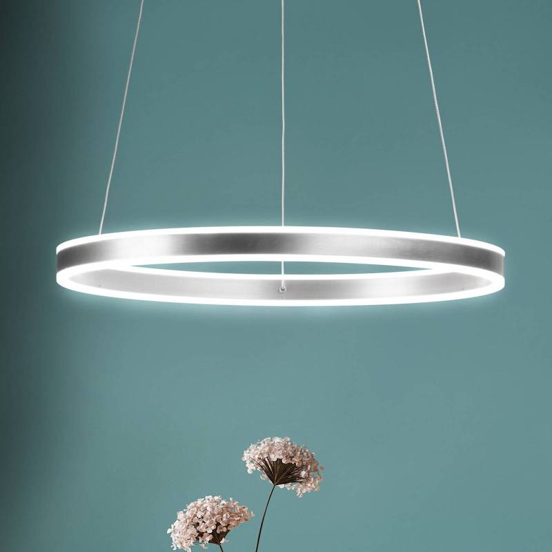 LED-Hängeleuchte Sirko, Ø 60 cm, nickelfarben, Metall, CCT von FISCHER & HONSEL
