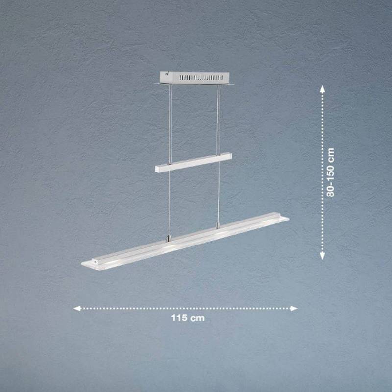 LED-Hängeleuchte Tenso, nickel, 115 cm, Metall, CCT, Dimmer von FISCHER & HONSEL