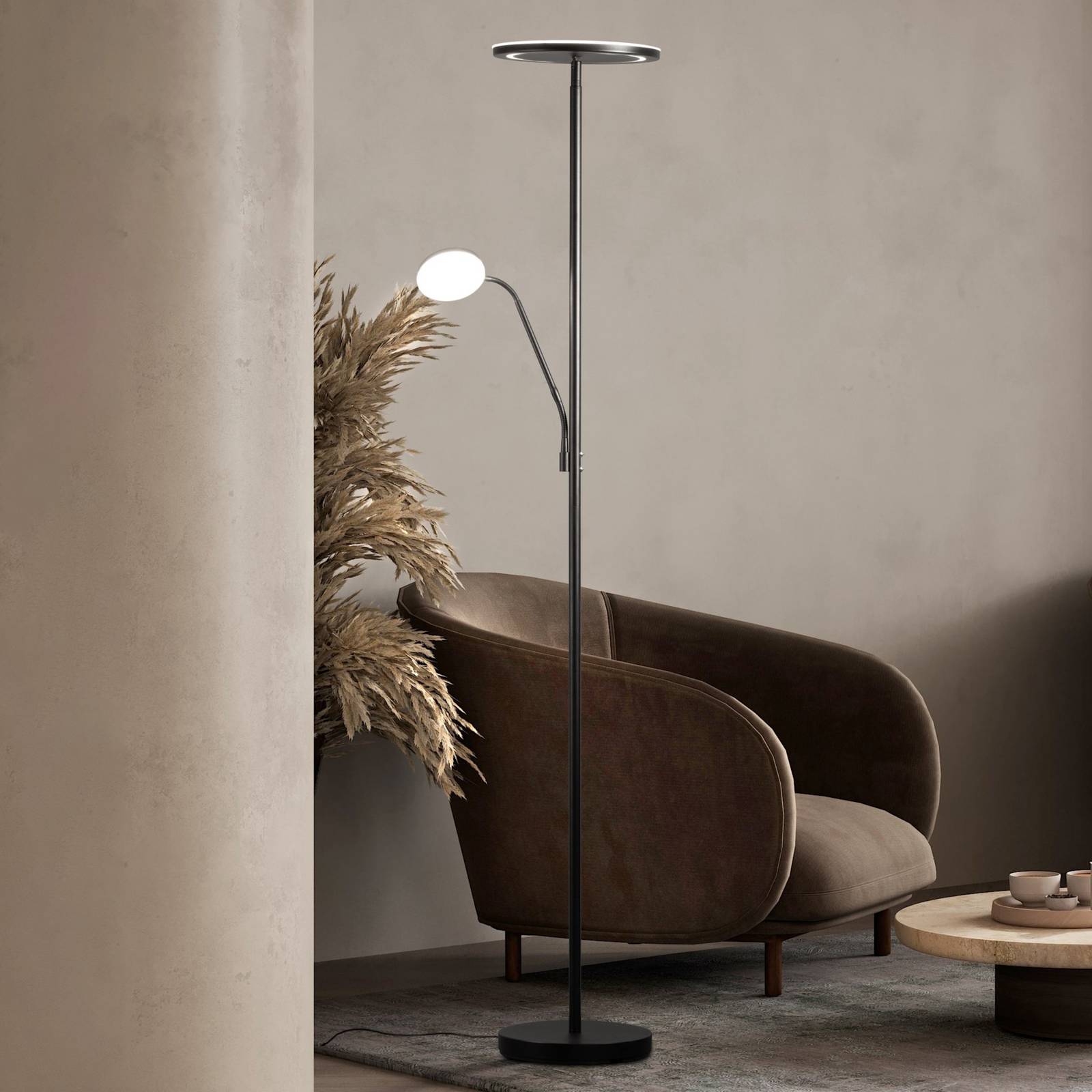 LED-Stehlampe Sorento, sandschwarz, Höhe 182 cm, Leselicht LED-Stehlampe Sorento, sandschwarz, Höhe 182 cm, Leselicht von FISCHER & HONSEL