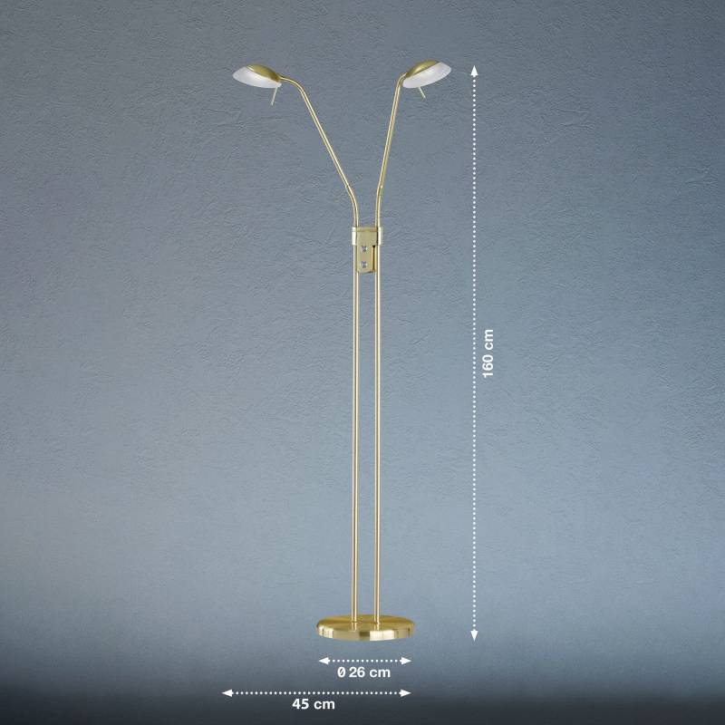 LED-Stehleuchte Pool, messingfarben, Höhe 160 cm, 2-flg. von FISCHER & HONSEL