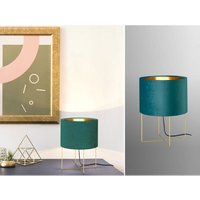 Led Tischlampe mit Lampenschirm Samt Türkis - innen Gold ø 24cm von MEINEWUNSCHLEUCHTE