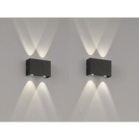 Led Außenwandleuchten 2er set Schwarz mit Up Down Licht - 12cm breit von FISCHER & HONSEL