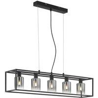 Pendelleuchte iska 5 flammig Schwarz mit Rauchglas - Länge 95cm von FISCHER & HONSEL