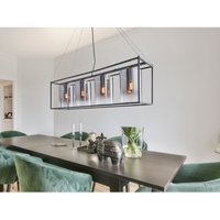 Pendelleuchte samu 4 flammig lang Schwarz mit Rauchglas, Breite 115cm von FISCHER & HONSEL