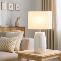 Fischer&honsel - Tischleuchte face Weiß mit Keramikfuß & Stoffschirm, Höhe 36,5cm Fischer&honsel - Tischleuchte face Weiß mit Keramikfuß & Stoffschirm, Höhe 36,5cm von FISCHER & HONSEL