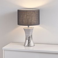 Fischer&honsel - Tischlampe Nachttischlampe Keramik Tischleuchte Leinen grau Wohnzimmerlampe Beistelllampe, 1x E14, DxH 25 x 44 cm Fischer&honsel - Tischlampe Nachttischlampe Keramik Tischleuchte Leinen grau Wohnzimmerlampe Beistelllampe, 1x E14, DxH 25 x 44 cm von FISCHER & HONSEL