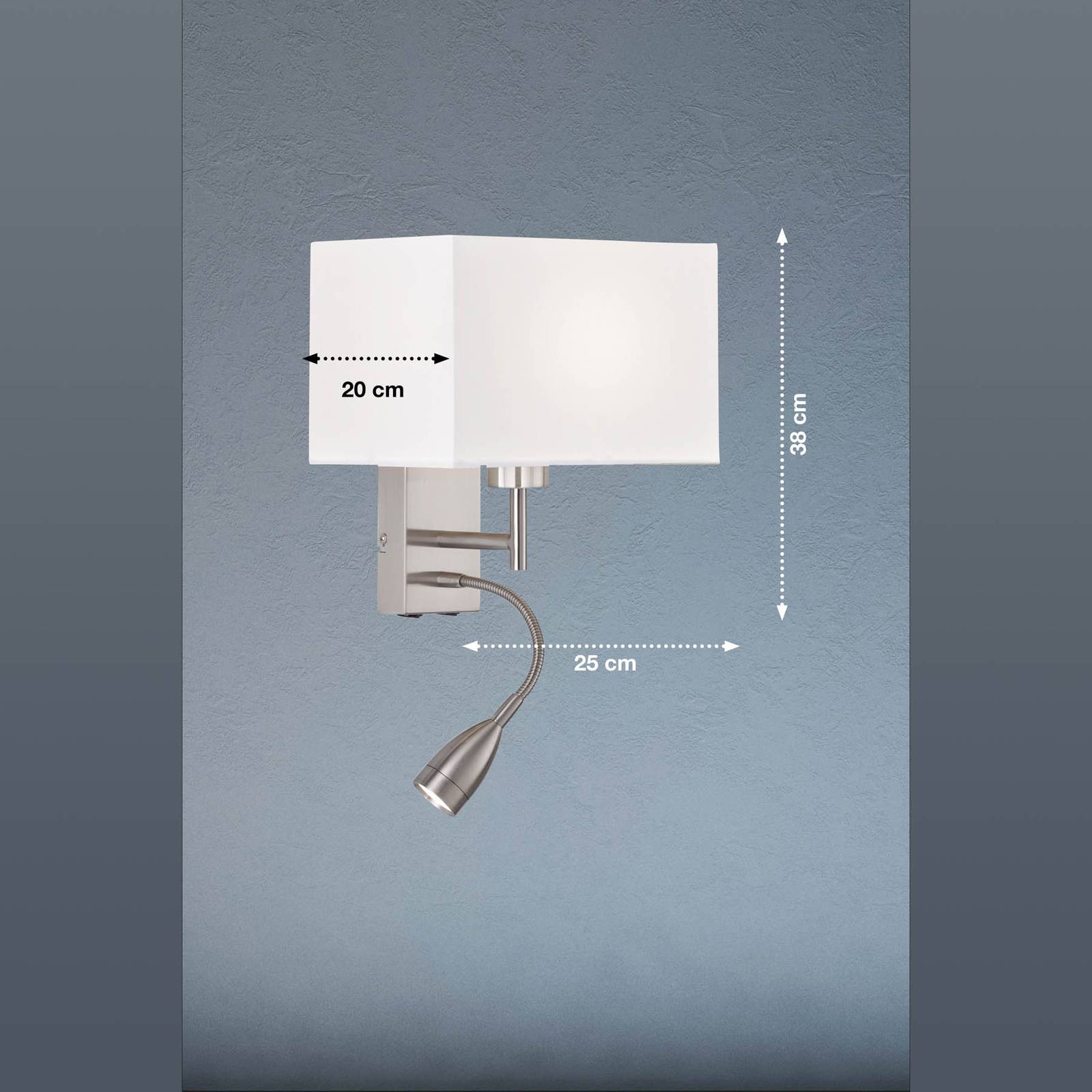 Wandleuchte Dream mit LED-Leselicht, weiß/nickel von FISCHER & HONSEL