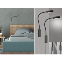 2er set Leselampen für Bett- oder Wandmontage mit Kabel & Stecker, Schwarz von MEINEWUNSCHLEUCHTE