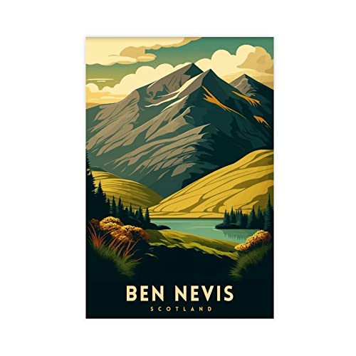 FISH DRAGATE Ben Nevis Schottland Reise Landschaft Leinwand Poster Wandkunst Wohnzimmer Ästhetische Schlafzimmer Dekor Rahmenlos 40 x 60 cm von FISH DRAGATE