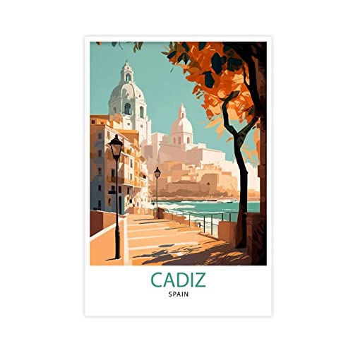 FISH DRAGATE Cadiz Spanien Reise Landschaft Leinwand Poster Wandkunst Druck für Wohnzimmer Schlafzimmer Büro Home Decor Unframe 60 x 90 cm von FISH DRAGATE