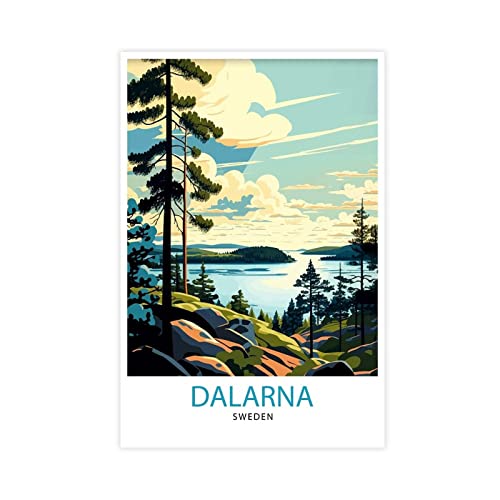 FISH DRAGATE Dalarna Schweden Reise-Landschaft Leinwand Poster Wandkunst Druck für Wohnzimmer Schlafzimmer Büro Home Decor Rahmen 30 x 45 cm von FISH DRAGATE