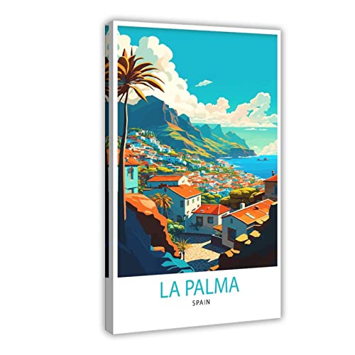 FISH DRAGATE La Palma Reise-Landschaft, Leinwand-Poster, Wandkunst, Bilddruck, modern für Wohnzimmer, Schlafzimmer, Heimdekoration, Rahmen, 40 x 60 cm von FISH DRAGATE